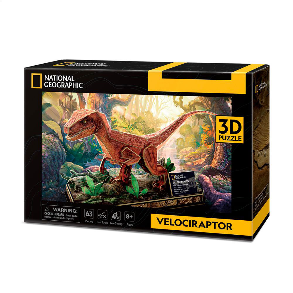 3D-конструктор CubicFun National Geographic Dino Велоцираптор, від 8 років, 39*16.5*18 см, 63 деталі (DS1053h)